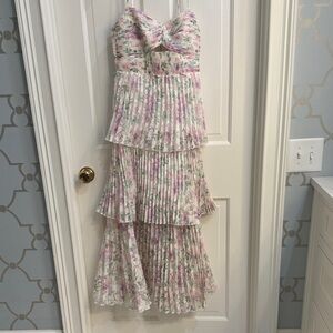 Astr White Pleated Strapless Dress